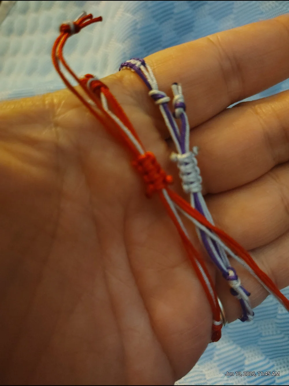 Handmade 'PEACE' and 'AMORE' Beaded Friendship Bracelets - Purple & Red